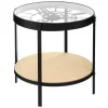 Mesa de apoio com relógio em vidro