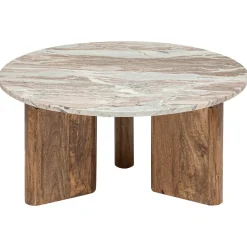 Mesa De Apoio Coppa Em Madeira Mango e Mármore