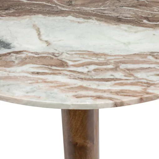 Mesa De Apoio Coppa Em Madeira Mango e Mármore