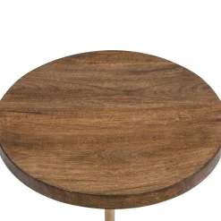 Mesa de apoio em madeira e base em mármore DOLCE RIVIERA 70cm