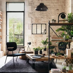 Mesa de apoio FACTORY castanha com rodas pretas