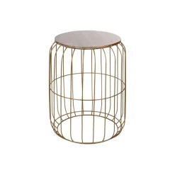 Mesa de apoio FLYO dourada em metal e madeira 50cm