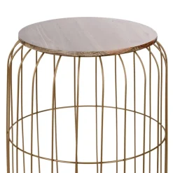 Mesa de apoio FLYO dourada em metal e madeira 50cm