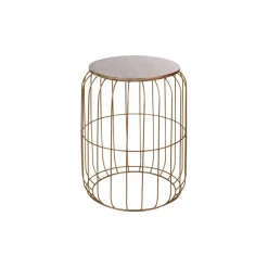 Mesa de apoio FLYO dourada em metal e madeira 40cm