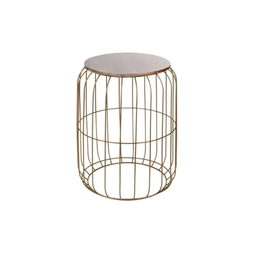Mesa de apoio FLYO dourada em metal e madeira 40cm