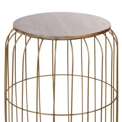 Mesa de apoio FLYO dourada em metal e madeira 40cm