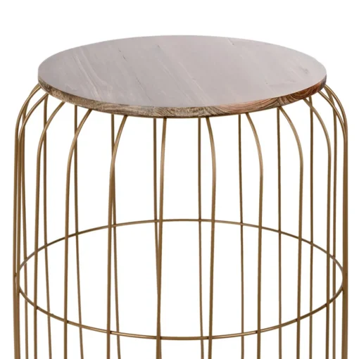 Mesa de apoio FLYO dourada em metal e madeira 40cm