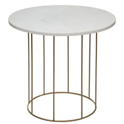 Mesa de apoio GARANCE branca em mármore 45x40cm