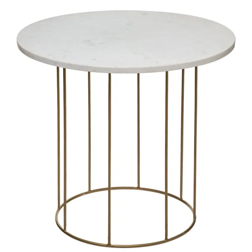 Mesa de apoio GARANCE branca em mármore 45x40cm