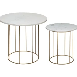 Mesa de apoio GARANCE branca em mármore 45x40cm
