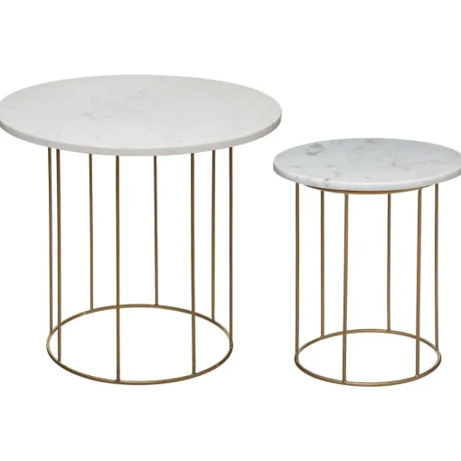 Mesa de apoio GARANCE branca em mármore 45x40cm