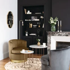 Mesa de apoio GARANCE branca em mármore 55x60cm