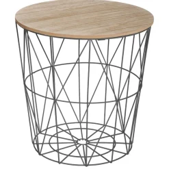 Mesa de apoio KUMI em metal preto e mdf 40cm