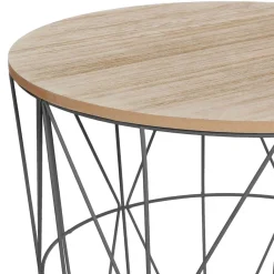 Mesa de apoio KUMI em metal preto e mdf 40cm