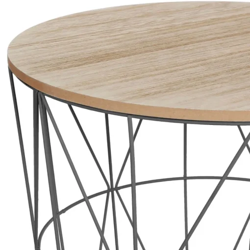 Mesa de apoio KUMI em metal preto e mdf 40cm