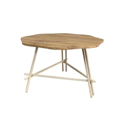 Mesa de apoio KUNOY bege com pernas brancas
