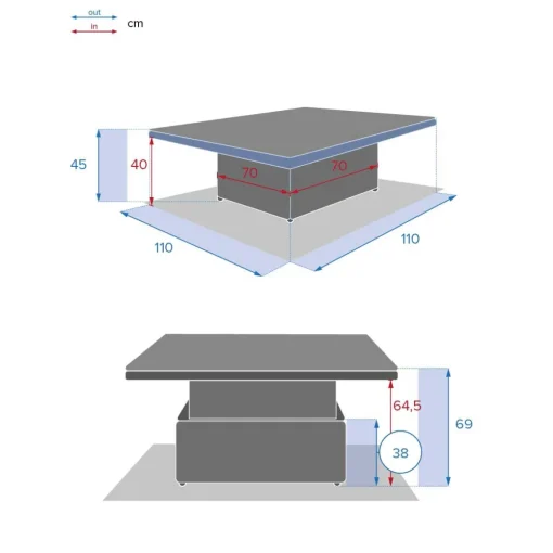 Mesa de apoio MOORÉA terre d'ombre com elevação