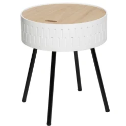 Mesa de apoio SHIRO branca em mdf com arrumação