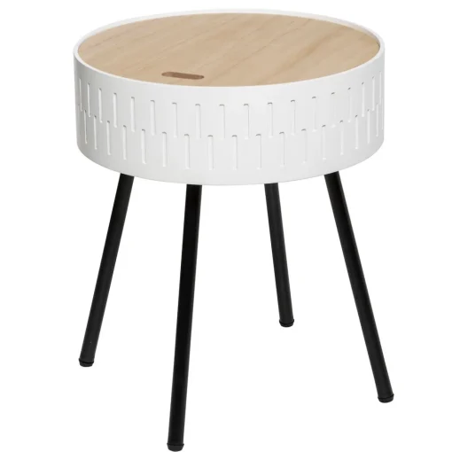 Mesa de apoio SHIRO branca em mdf com arrumação
