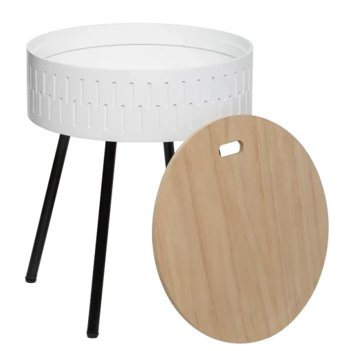 Mesa de apoio SHIRO branca em mdf com arrumação