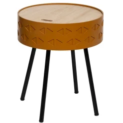Mesa de apoio SHIRO mostarda em mdf com arrumação