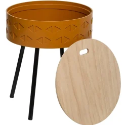 Mesa de apoio SHIRO mostarda em mdf com arrumação