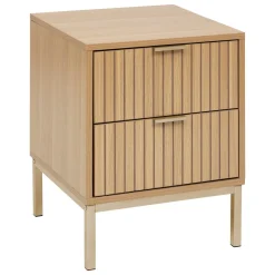 Mesa de cabeceira com 2 gavetas em mdf bege TASSO