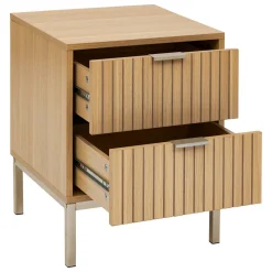 Mesa de cabeceira com 2 gavetas em mdf bege TASSO