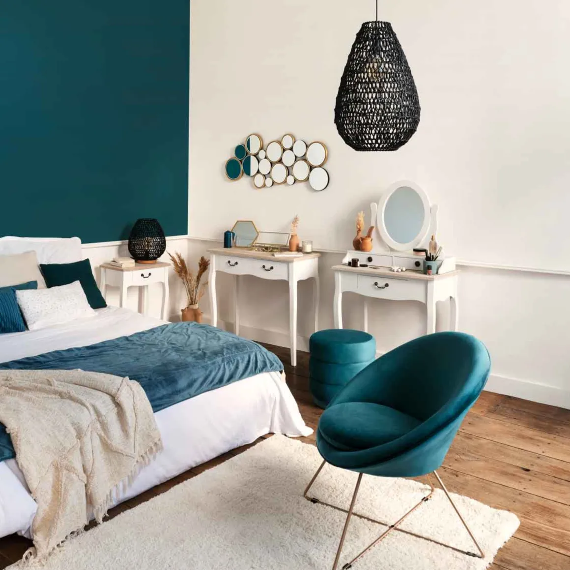 Mesa de cabeceira com 1 gaveta CHRYSA branca