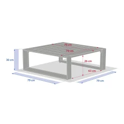 Mesa de centro ALLURE em alumínio 79x79cm