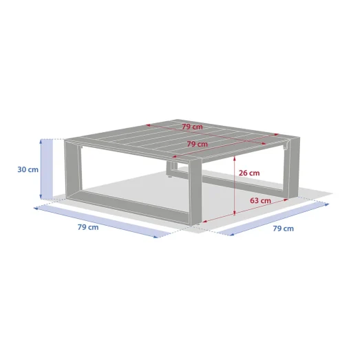 Mesa de centro ALLURE em alumínio 79x79cm