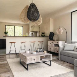 Mesa de centro com 2 gavetas AJAY bege