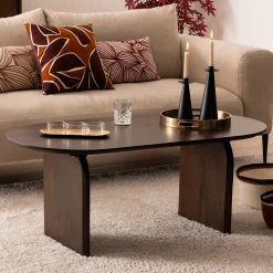 Mesa de centro ISANA castanha em madeira acácia 120cm