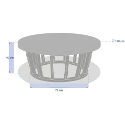 Mesa de centro LEMINDO em madeira eucalipto 100cm