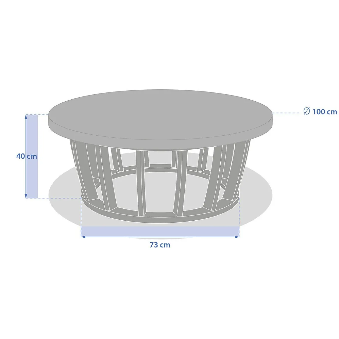 Mesa de centro LEMINDO em madeira eucalipto 100cm