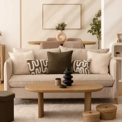 Mesa de centro LOUSADA bege em madeira acácia 110cm