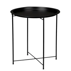 Mesa de centro redonda preta em metal 50cm