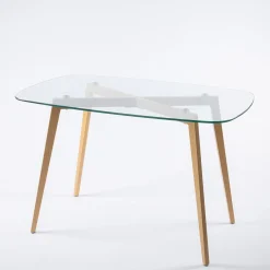 Mesa de cozinha GALLY com tampo de vidro