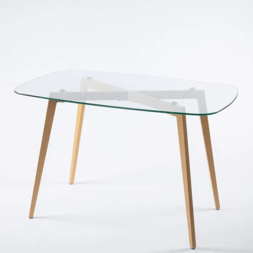 Mesa de cozinha GALLY com tampo de vidro