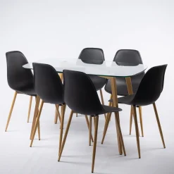 Mesa de cozinha GALLY com tampo de vidro
