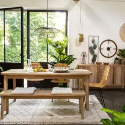 Mesa de jantar BANILA extensível em madeira acácia