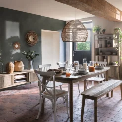Mesa de jantar BANILA extensível em madeira acácia