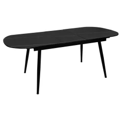 Mesa de jantar extensível MAPU preta de vidro