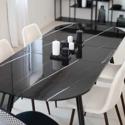 Mesa de jantar extensível MAPU preta de vidro