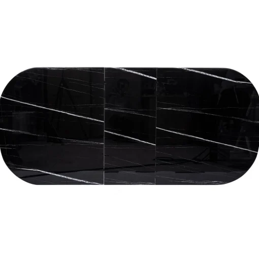 Mesa de jantar extensível MAPU preta de vidro