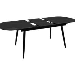 Mesa de jantar extensível MAPU preta de vidro