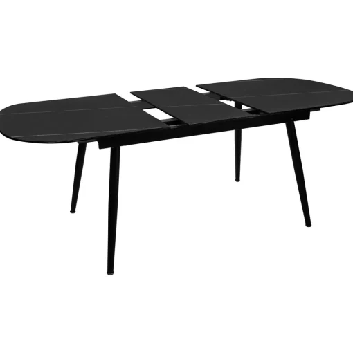Mesa de jantar extensível MAPU preta de vidro