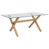 Mesa de jantar JOREL com tampo de vidro 90x180cm