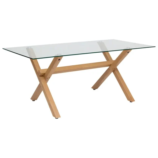 Mesa de jantar JOREL com tampo de vidro 90x180cm