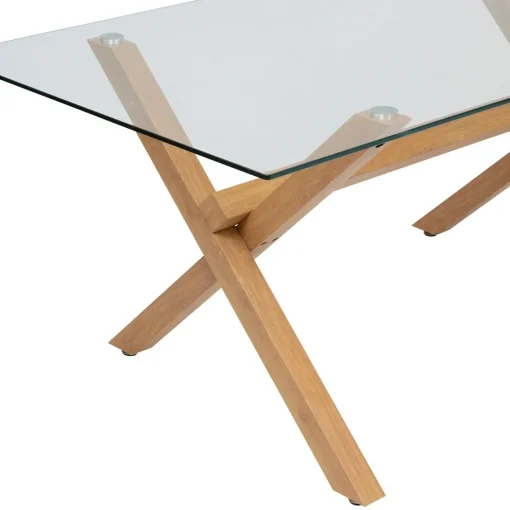 Mesa de jantar JOREL com tampo de vidro 90x180cm